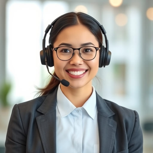 Happy dog with customer service representative
