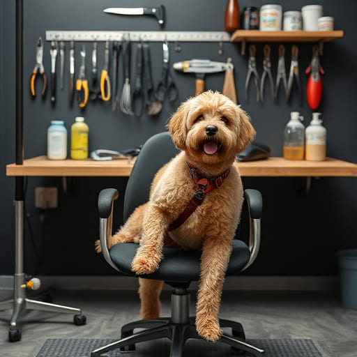 Dog being groomed